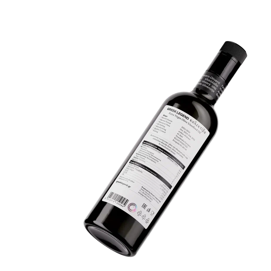 Масло оливковое нерафинированное (Extra virgin olive oil), 750 мл*6, ст/б., GREEK LEGEND Kολεκτίβα